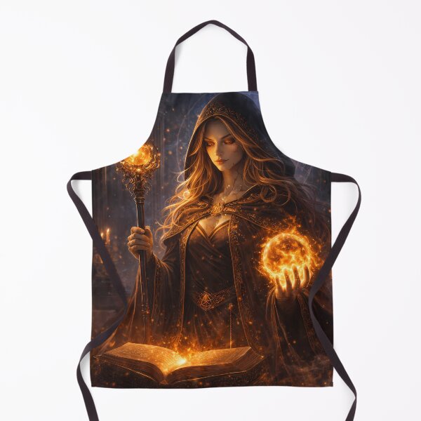 Item preview, Fire Mage With Spell Book Dark Fantasy Art designed and sold by KnitOfShadoF.