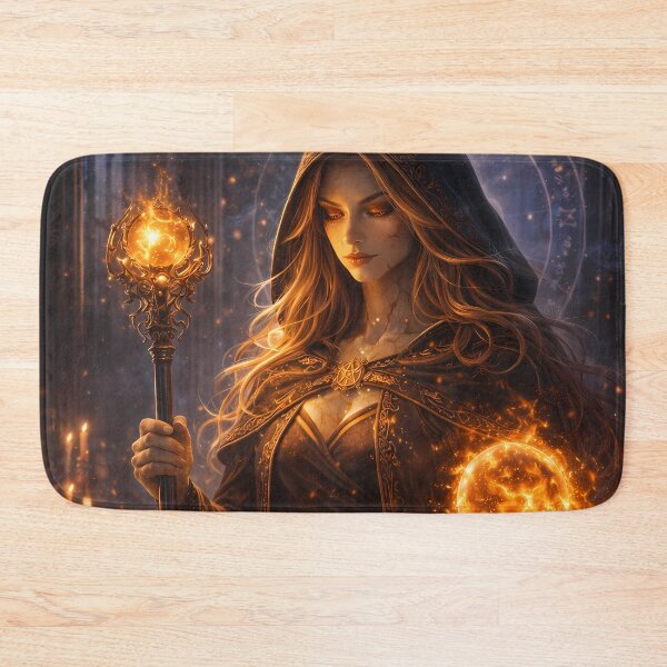 Item preview, Fire Mage With Spell Book Dark Fantasy Art designed and sold by KnitOfShadoF.