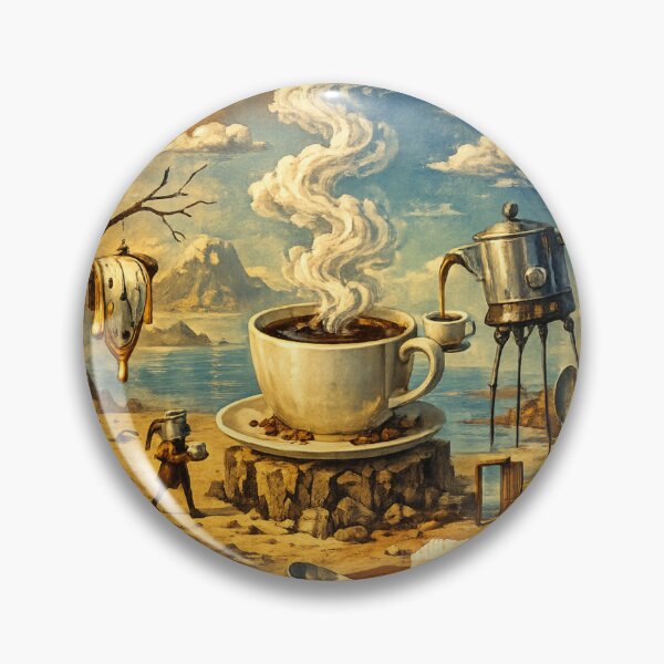 Item preview, National Coffee Day Surreal Dreamscape Vintage Art designed and sold by Magical Futuristic Explorer.