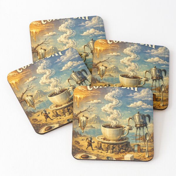 Item preview, National Coffee Day Surreal Dreamscape Vintage Art designed and sold by Magical Futuristic Explorer.