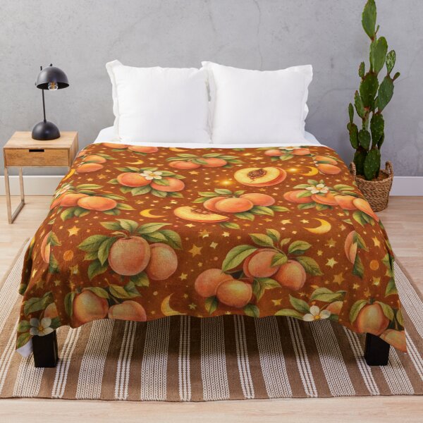 Item preview, Boho Peach Pattern with Celestial Sun & Moon | Aesthetic Cottagecore Fruit Design | Warm Earthy Tones designed and sold by MonaRose_Art.