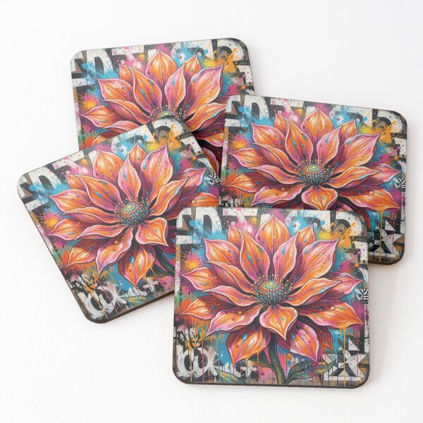 Item preview, Urban Mystic Flower with Vibrant Petals and Graffiti Inspired Abstract Background designed and sold by FotoworldEdel.