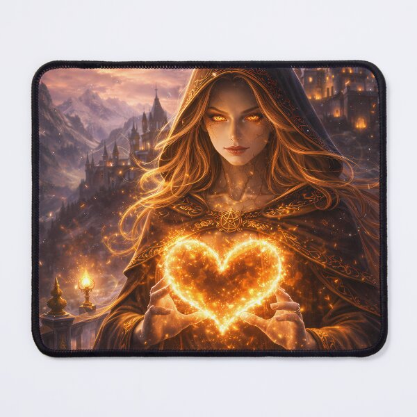Item preview, Fire Sorceress Holding Magic Heart Fantasy Art designed and sold by KnitOfShadoF.