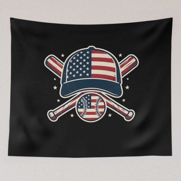Item preview, Baseball American Flag Lax Cap & Bat Sports 4th of July designed and sold by THREE LITTLE BEANS.