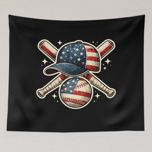 Item preview, Baseball American Flag Lax Cap & Bat Sports 4th of July designed and sold by THREE LITTLE BEANS.
