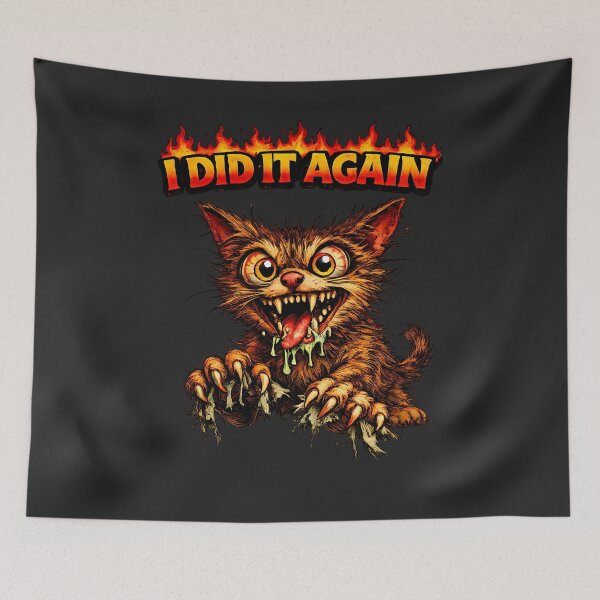 Item preview, I Did It Again Evil Cat Funny Dark Humor Meme Cartoon designed and sold by AuraloomAtelier.