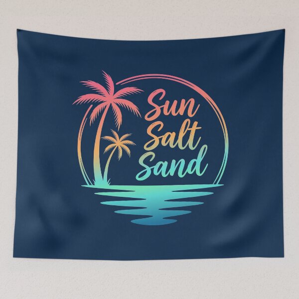 Artikelvorschau, Strandabzeichen-Design mit Sonne, Salz und Sand – Ästhetischer Logo-Stil im Stil eines tropischen Sonnenuntergangs entworfen und verkauft von KymeraStudio25.