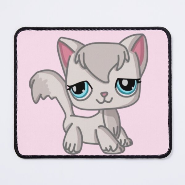 Item preview, littlest pet shop cartoon grey fluffy kitty designed and sold by trinketgal.