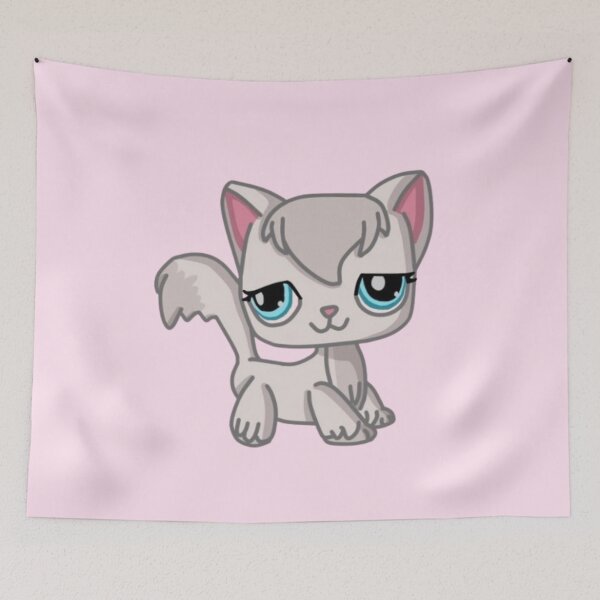 Item preview, littlest pet shop cartoon grey fluffy kitty designed and sold by trinketgal.