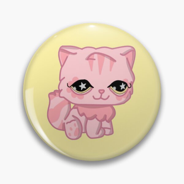 Item preview, littlest pet shop cartoon fluffy pink kitty designed and sold by trinketgal.