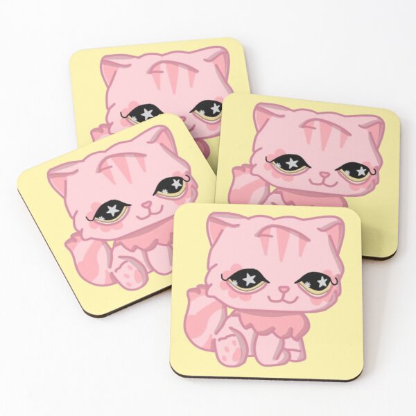 Item preview, littlest pet shop cartoon fluffy pink kitty designed and sold by trinketgal.