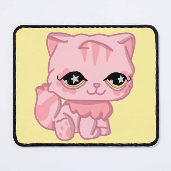 Item preview, littlest pet shop cartoon fluffy pink kitty designed and sold by trinketgal.