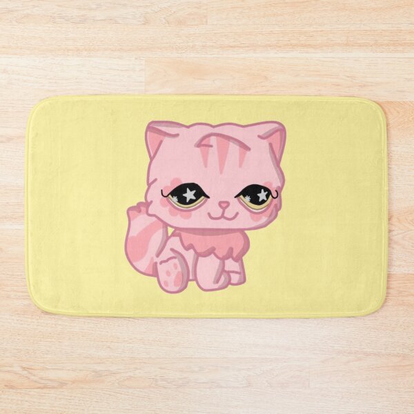 Item preview, littlest pet shop cartoon fluffy pink kitty designed and sold by trinketgal.