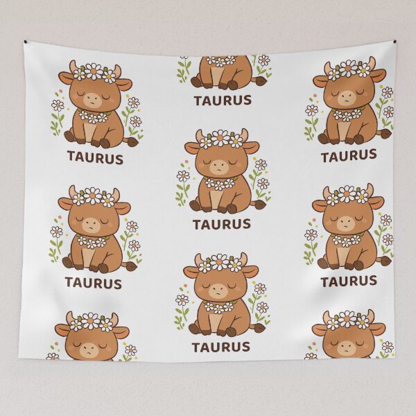 Item preview, Cute Taurus Zodiac Bull illustration designed and sold by MJ ART.