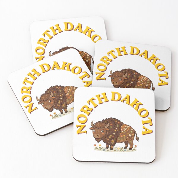 Item preview, North Dakota Folk Art Bison - Whimsical Vintage Wildlife Design designed and sold by PeerMstudio.