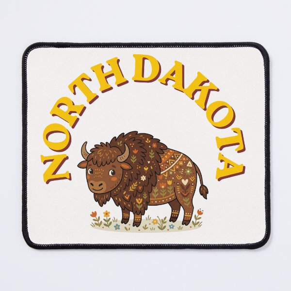 Item preview, North Dakota Folk Art Bison - Whimsical Vintage Wildlife Design designed and sold by PeerMstudio.