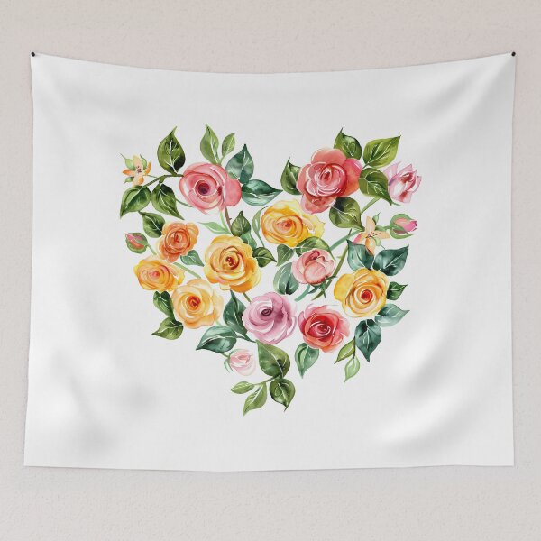 Item preview, Heart Shaped Rose Bouquet - Multi-Color Romantic Floral Art Print designed and sold by DesignArtist.ia.