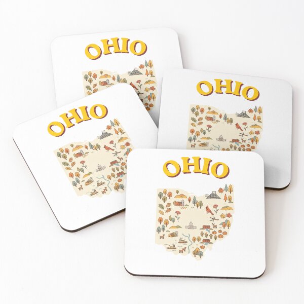 Item preview, Ohio State Map - Vintage Folk Art Illustrated Landscape designed and sold by PeerMstudio.