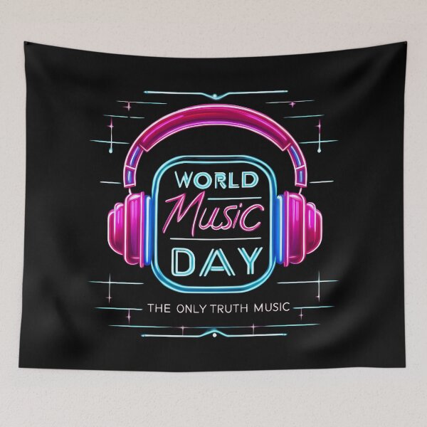 Item preview, Neon World Music – World Music Day Glow Design designed and sold by Art-Arcade6.