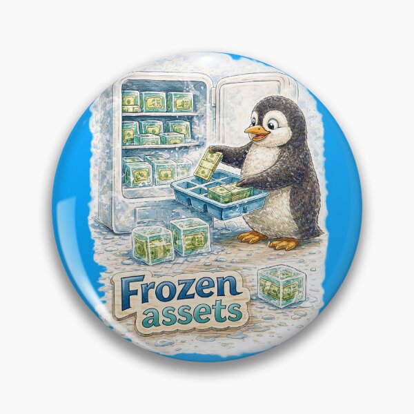 Item preview, Frozen Assets Penguin Sticker – Funny Ice Money Finance Art designed and sold by Felixuss.
