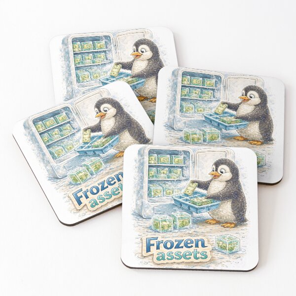 Item preview, Frozen Assets Penguin Sticker – Funny Ice Money Finance Art designed and sold by Felixuss.