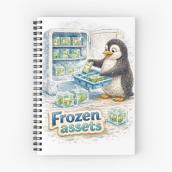 Item preview, Frozen Assets Penguin Sticker – Funny Ice Money Finance Art designed and sold by Felixuss.