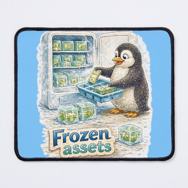 Item preview, Frozen Assets Penguin Sticker – Funny Ice Money Finance Art designed and sold by Felixuss.