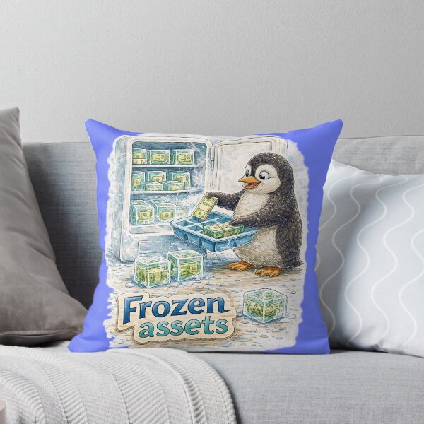 Item preview, Frozen Assets Penguin Sticker – Funny Ice Money Finance Art designed and sold by Felixuss.