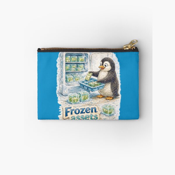 Item preview, Frozen Assets Penguin Sticker – Funny Ice Money Finance Art designed and sold by Felixuss.