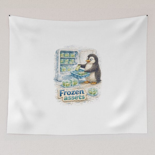 Item preview, Frozen Assets Penguin Sticker – Funny Ice Money Finance Art designed and sold by Felixuss.