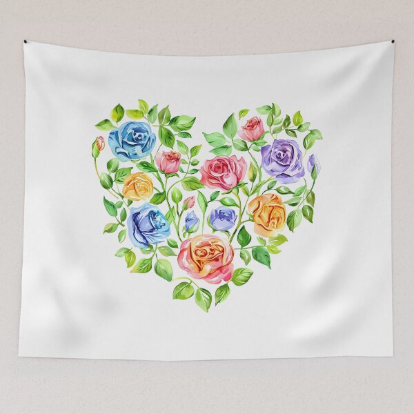 Item preview, Heart Shaped Multi-Color Rose Bouquet - Vibrant Romantic Floral Art Print designed and sold by DesignArtist.ia.
