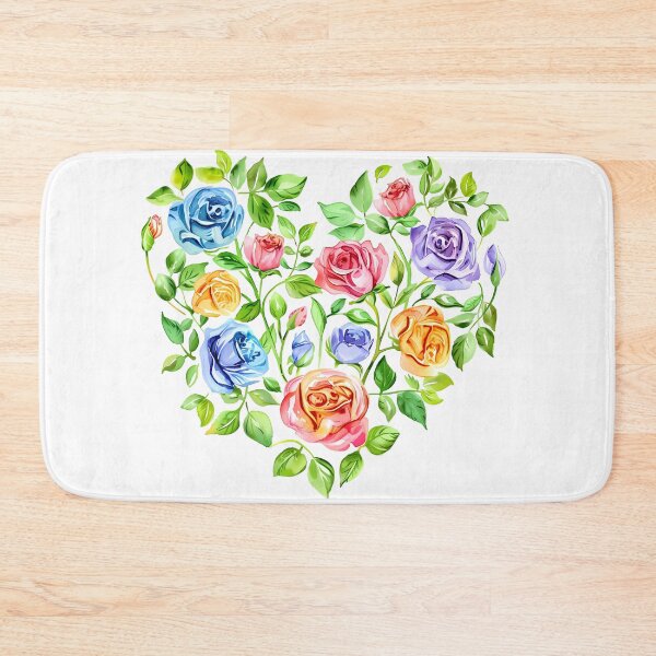 Item preview, Heart Shaped Multi-Color Rose Bouquet - Vibrant Romantic Floral Art Print designed and sold by DesignArtist.ia.