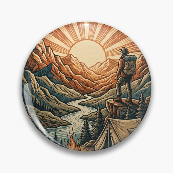 Item preview, Adventure Awaits Retro Mountain Hiking Design – Vintage Camping Sunset The Journey Is Yours designed and sold by VizoArt-Studio.