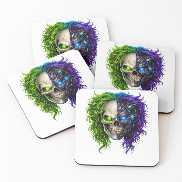 Item preview, Cyber Skull Split – Neon Glitch Horror Cyborg Design designed and sold by unglaublichGut.