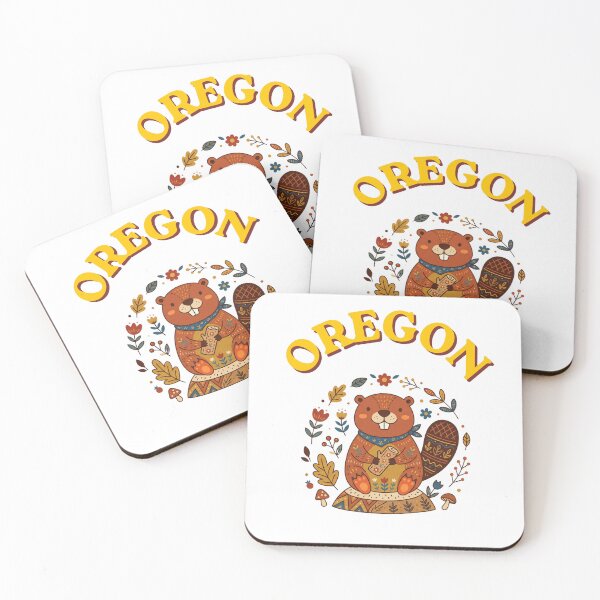 Item preview, Oregon Folk Art Beaver - Whimsical Vintage Wildlife Design designed and sold by PeerMstudio.