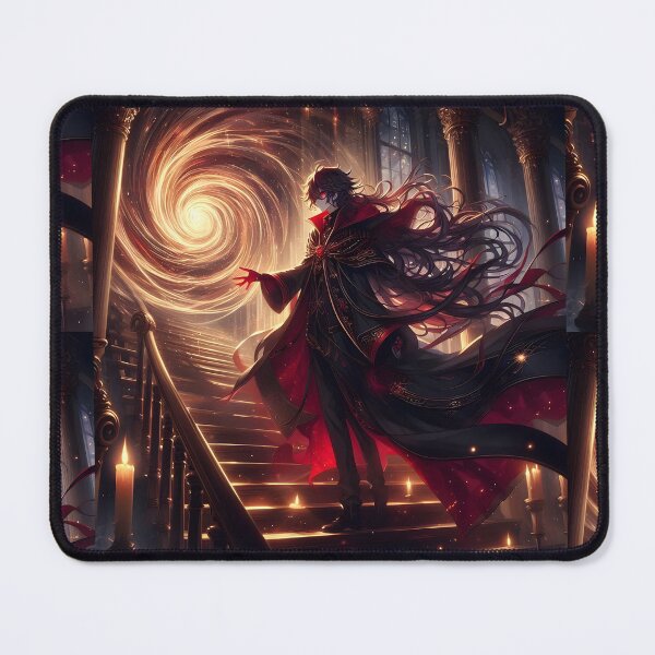 Item preview, The Dark Prince's Gateway: Enigmatic Anime Sorcerer Conjuring a Golden Portal designed and sold by MouradStudio.