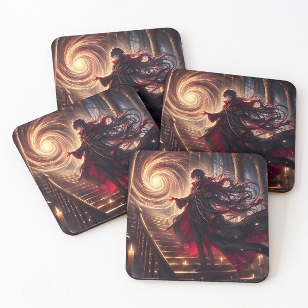 Item preview, The Dark Prince's Gateway: Enigmatic Anime Sorcerer Conjuring a Golden Portal designed and sold by MouradStudio.