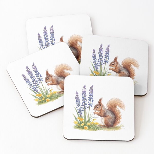 Item preview, A Squirrel Sitting Next to Bluebells and Primroses designed and sold by Soulstar Designs.