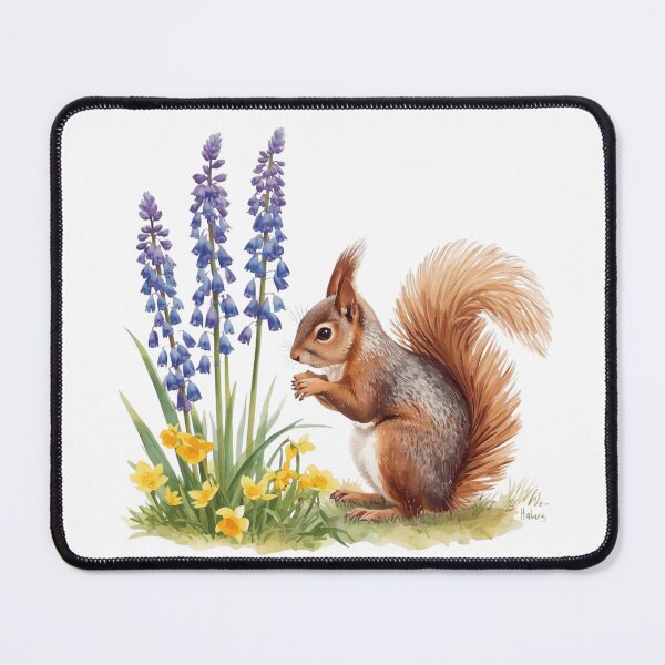 Item preview, A Squirrel Sitting Next to Bluebells and Primroses designed and sold by Soulstar Designs.