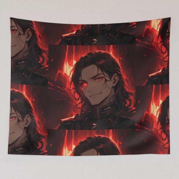 Item preview, The Crimson Gaze: Sinister Red-Eyed Anime Antagonist Portrait in Dark Gothic Style designed and sold by MouradStudio.