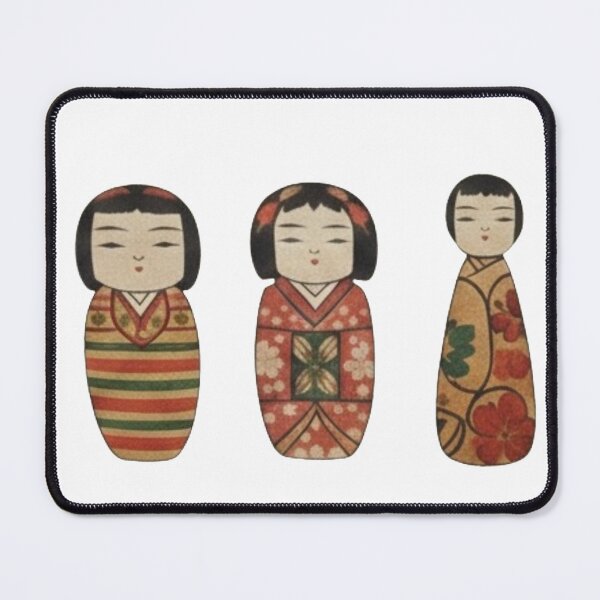 Item preview, Traditional Japanese Kokeshi Dolls Trio designed and sold by Kokeshidreams.
