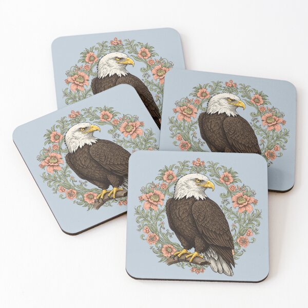 Item preview, Bald Eagle With Floral Wreath Vintage Bird Illustration designed and sold by BirdsnStuff.