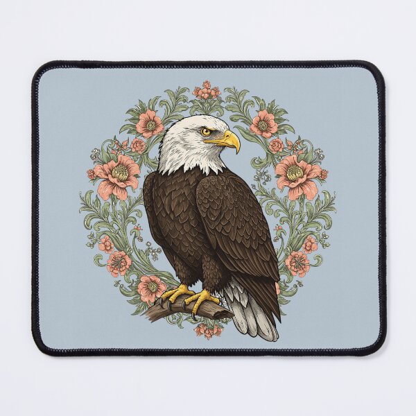 Item preview, Bald Eagle With Floral Wreath Vintage Bird Illustration designed and sold by BirdsnStuff.