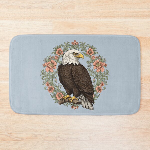 Item preview, Bald Eagle With Floral Wreath Vintage Bird Illustration designed and sold by BirdsnStuff.