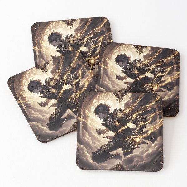 Item preview, Celestial Strike: Epic Anime Dark Knight Channeling Golden Lightning Magic designed and sold by MouradStudio.