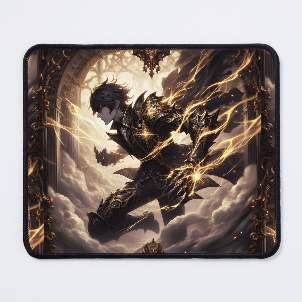 Item preview, Celestial Strike: Epic Anime Dark Knight Channeling Golden Lightning Magic designed and sold by MouradStudio.
