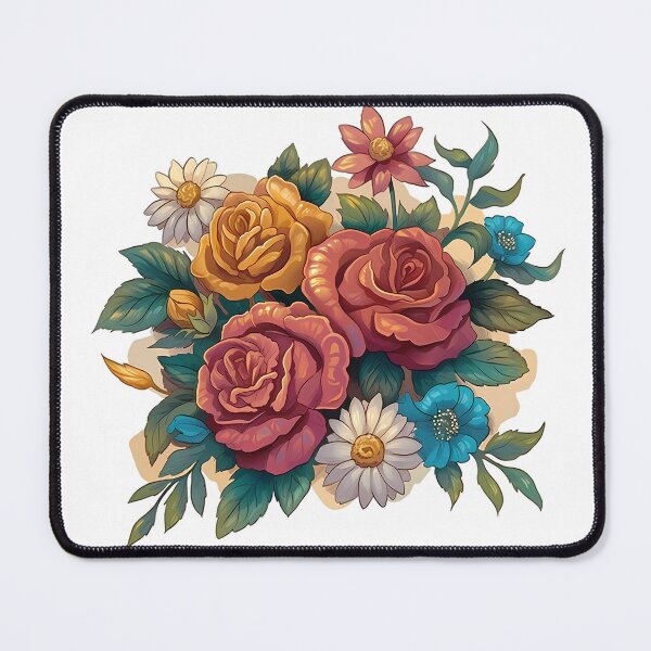 Item preview, Red Pink Yellow Rose & Daisy Bouquet - Vibrant Colorful Floral Art Print designed and sold by DesignArtist.ia.