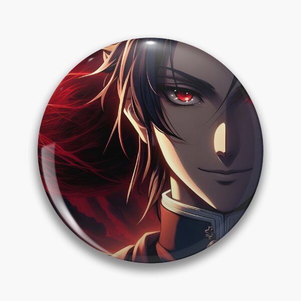 Item preview, The Devil's Mirror: Enigmatic Anime Villain with Crimson Eyes, a Wicked Smirk, and a Corrupted Red Power Core against a Dark Sky designed and sold by MouradStudio.