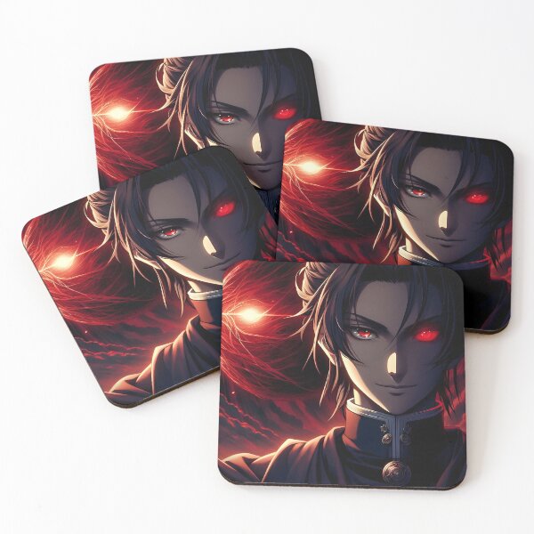 Item preview, The Devil's Mirror: Enigmatic Anime Villain with Crimson Eyes, a Wicked Smirk, and a Corrupted Red Power Core against a Dark Sky designed and sold by MouradStudio.
