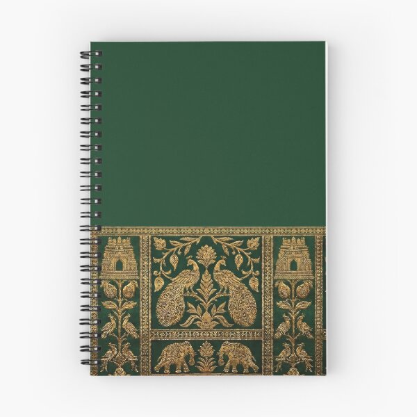 Item preview, Indian Kanjeevaram Silk Saree Print illustration - Emerald Green & Gold Zari Border designed and sold by Drishya-Designs.